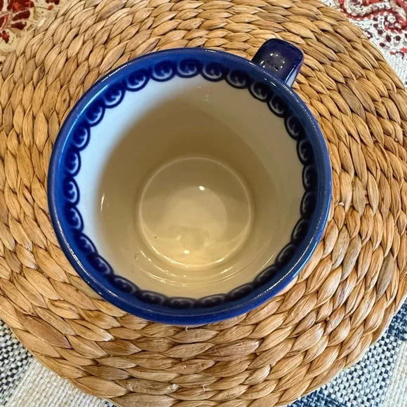 VENA Blue Rose Polish Pottery Butterfly Coffee Mug - Picture 4 of 8